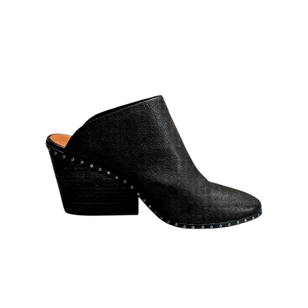 LUCKY BRAND Black Leather Studded Clog Bootie Size 8.5 M - Picture 5 of 16